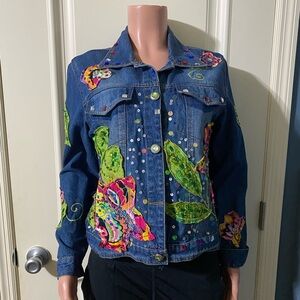 Patch Work Embroidered Denim Jacket Y2K